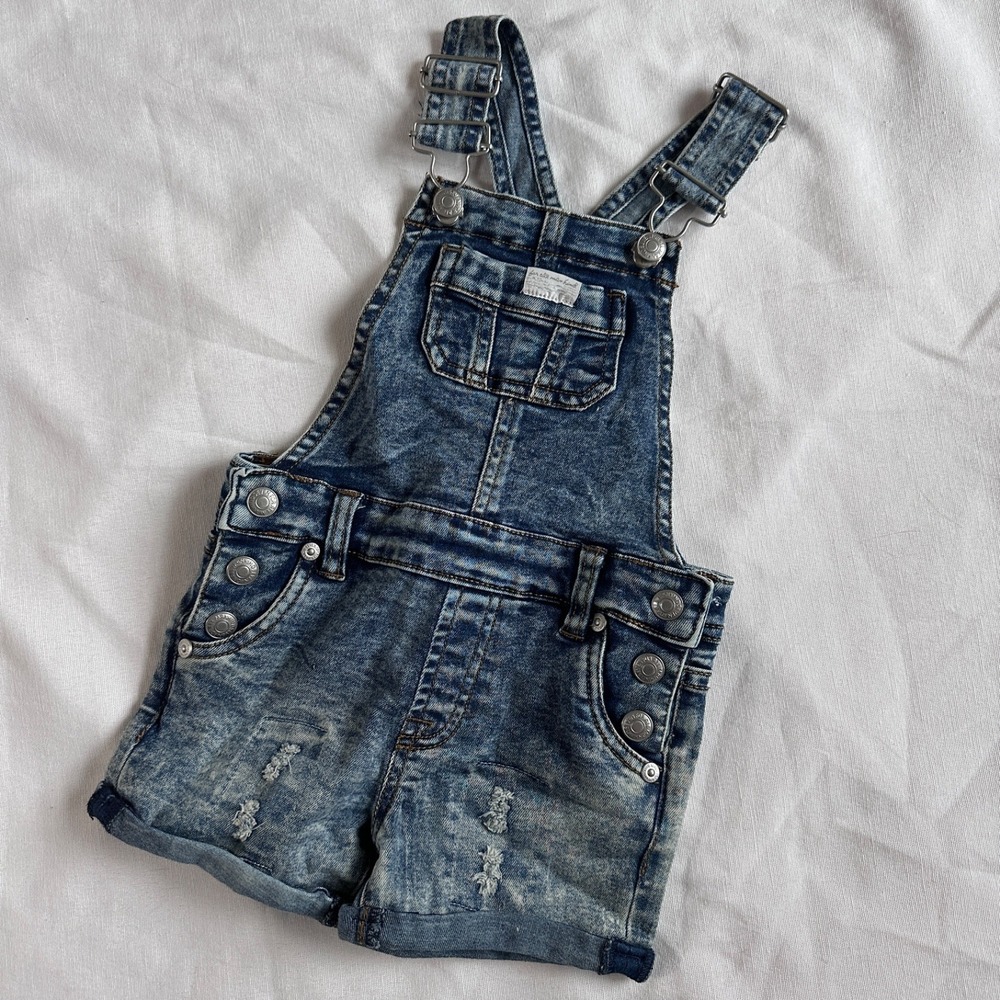 7‎ FOR ALL MANKIND Denim Overalls Distressed Jean Shortall 12M Unisex